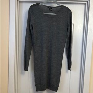 Massimo Dutti Wool Cashmere  Grey Long Sleeve Knit Dress